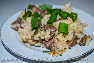Куриные сердечки жареные с рисом. Фото-рецепт