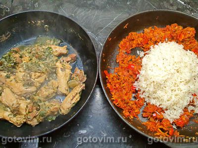Рис с курицей, рисом и жареным миндалем, Шаг 06