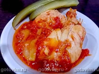 Фотография рецепта Курица в томатном соусе на сковороде