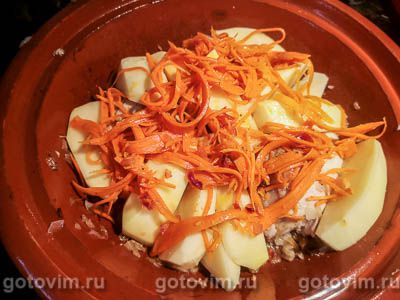 Курица с картошкой и морковью по-корейски в сливочном соусе, Шаг 04