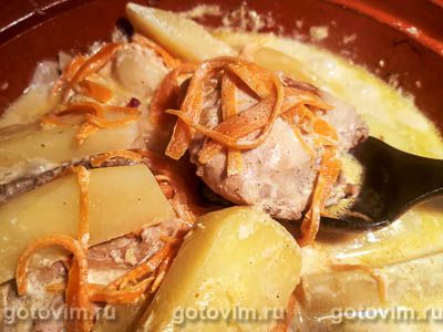 Курица с картошкой и морковью по-корейски в сливочном соусе, Шаг 06