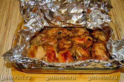 Куриные бедра, запеченные в фольге с соевым соусом, аджикой и медом, Шаг 06