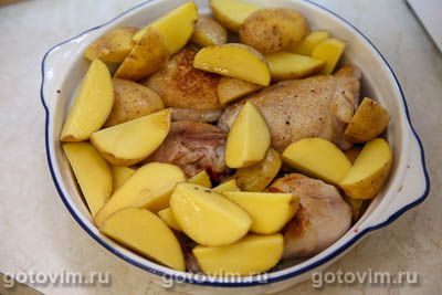 Курица с картофелем, запеченная с творожным сыром, Шаг 05