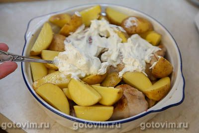 Курица с картофелем, запеченная с творожным сыром, Шаг 06