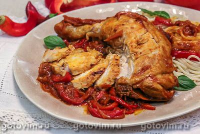 Куриные окорочка с перцем и томатами