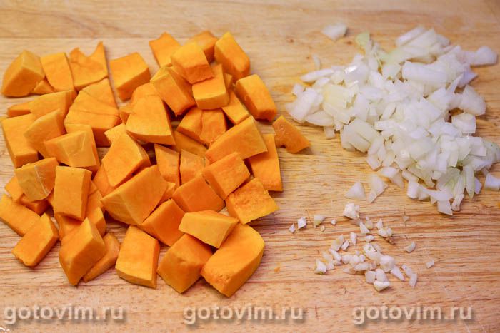 Куриная печень, жаренная с тыквой, Шаг 02