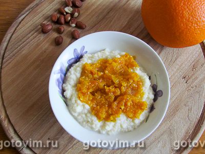 Каша из кускуса с молоком, апельсином, курагой и орехами, Шаг 05