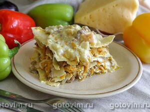 Мясная лазанья с соусом бешамель в микроволновке