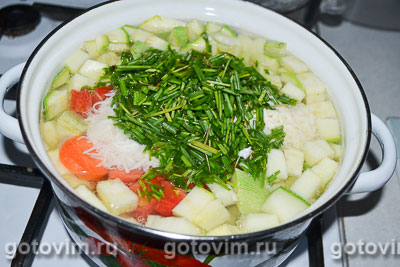 Летний суп-пюре с шампиньонами и зеленым горошком, Шаг 06
