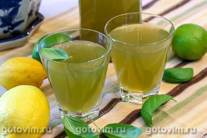 Лимонад из базилика с лимоном. Фотография рецепта
