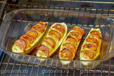 Лодочки из кабачков, фаршированные картофелем и помидорами, Шаг 10