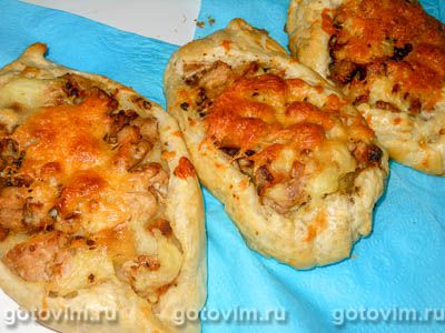 Лодочки из слоеного теста с картофельным пюре и мясом. Фото-рецепт