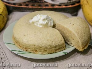 Манник с творогом и бананами в микроволновке