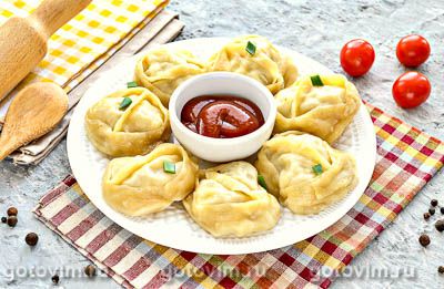 Манты с мясом, картошкой и кабачками. Фото-рецепт