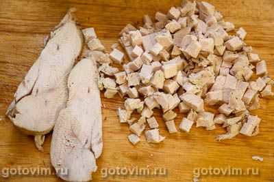 Машеровский салат с жареными грибами и курицей, Шаг 09