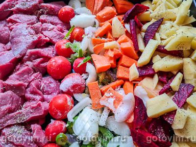 Мясо с овощами в сметане (в духовке), Шаг 05