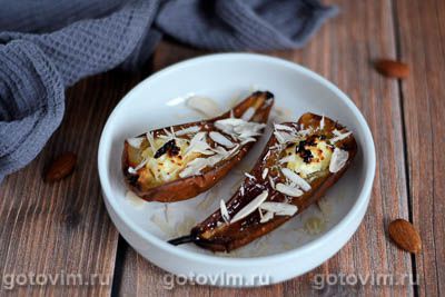 Запеченная медовая груша со сливочным сыром и миндалем. Фото-рецепт