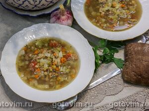 Мясной суп минестроне с чечевицей