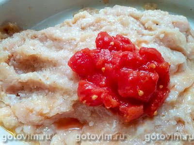 Мясной хлеб из куриного филе с кусочками пассаты из помидоров, Шаг 03