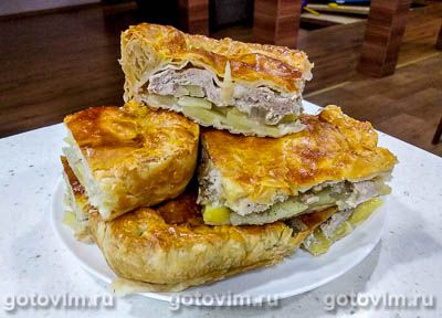 Мясной пирог с картошкой на скорую руку. Фото-рецепт