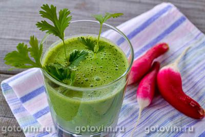 Коктейль из кефира с зеленью. Фото-рецепт