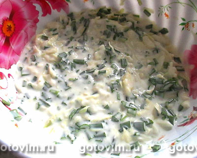 Оладьи на кефире с капустой и зелёным луком, Шаг 04