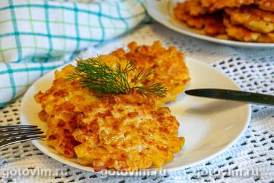 Оладьи из кукурузы, ветчины и сыра. Фото-рецепт