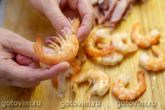 Салат «Оливье» с ланспиком, цыпленком и креветками по старинному рецепту, Шаг 10