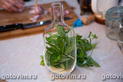 Оливковое масло с чесноком и свежим базиликом, Шаг 03