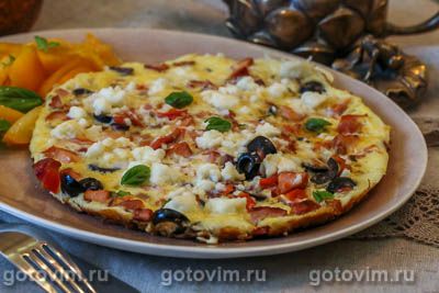 Греческий омлет с помидорами, маслинами и брынзой. Фото-рецепт