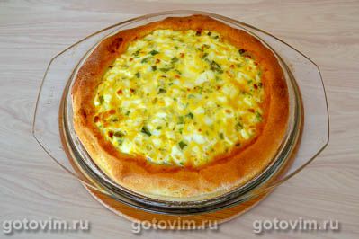 Открытый пирог с яйцом и зеленым луком, Шаг 09