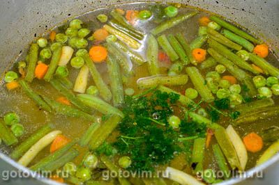 Суп из овощной смеси с яичными блинчиками, Шаг 07