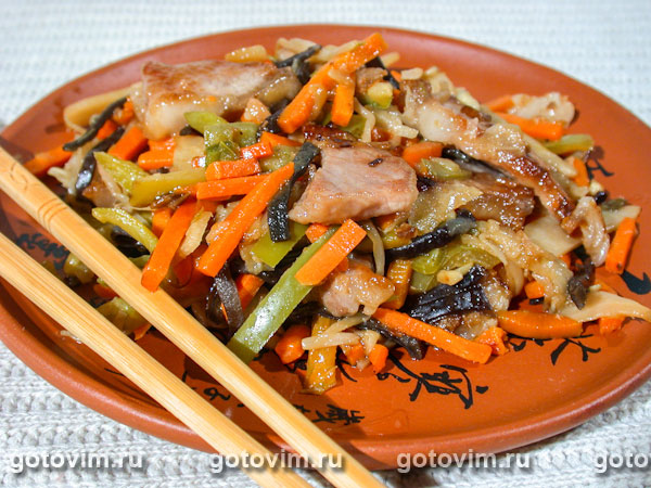 Свинина с овощами по-китайски. Фотография рецепта