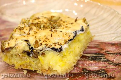 Лимонное печенье с безе и грецкими орехами
