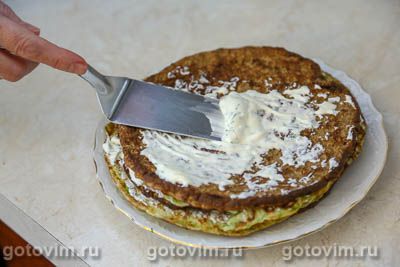 Печеночный торт с блинчиками из кабачков, Шаг 12