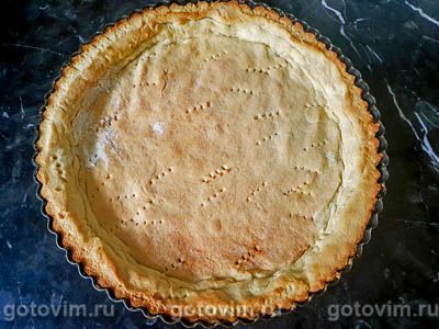 Песочный пирог с заварным кремом и консервированными абрикосами, Шаг 04