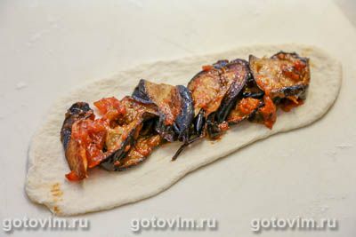 Турецкие лепешки пиде с баклажанами и помидорами, Шаг 08