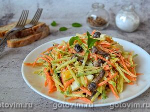 Салат с маринованными грибами и зеленой редькой