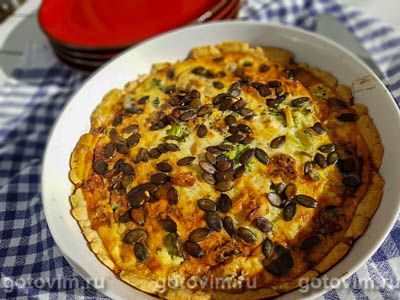 Пирог с курицей, брокколи и сыром с голубой плесенью. Фото-рецепт