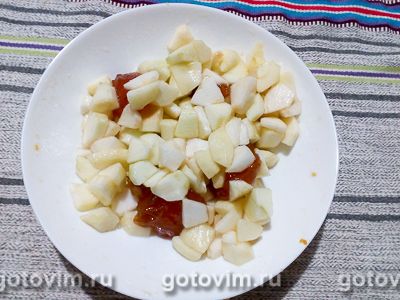 Яблочный пирог из тыквенного теста (без яиц), Шаг 04