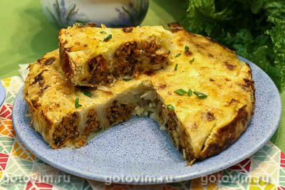 Пирог из голубцов с пшеничной кашей, грибами и овощами . Фото-рецепт