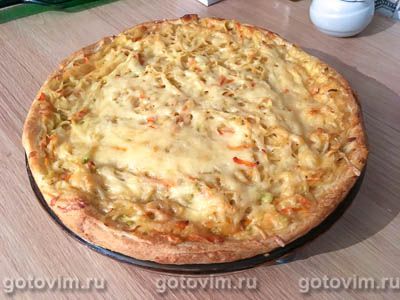 Пирог из слоеного теста с овощами и яичной лапшой, Шаг 06