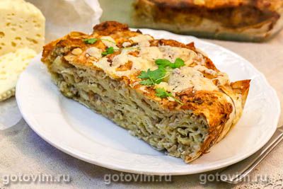 Рваный пирог из лаваша с мясом и сыром. Фото-рецепт