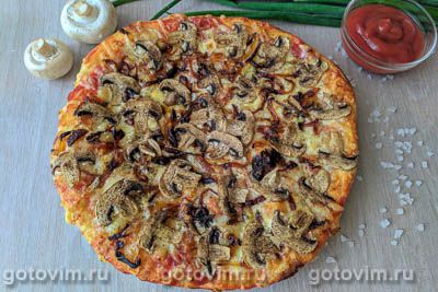 Пицца с грибами и карамелизированным луком, Шаг 09