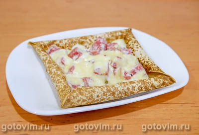 Пицца из лаваша с сыром и копченой колбасой. Фото-рецепт