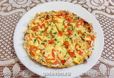 Фотография рецепта Пицца из лаваша с яйцом, сыром и помидорами