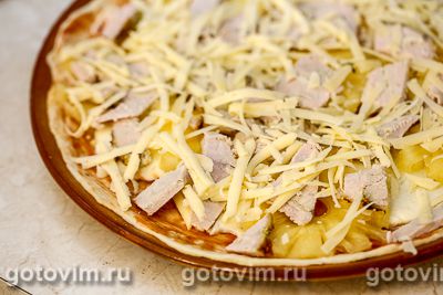 Пицца с курицей и ананасами, Шаг 05