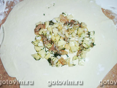 Молдавские лепешки плацинды с картофелем и курицей, Шаг 06
