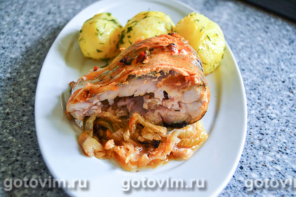 Рыба, запеченная по-гурмански (рецепт югославской кухни). Фотография рецепта