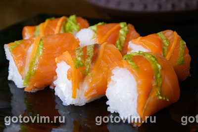 Полосатые суши (Tazuna Sushi или Rainbow Roll). Фото-рецепт